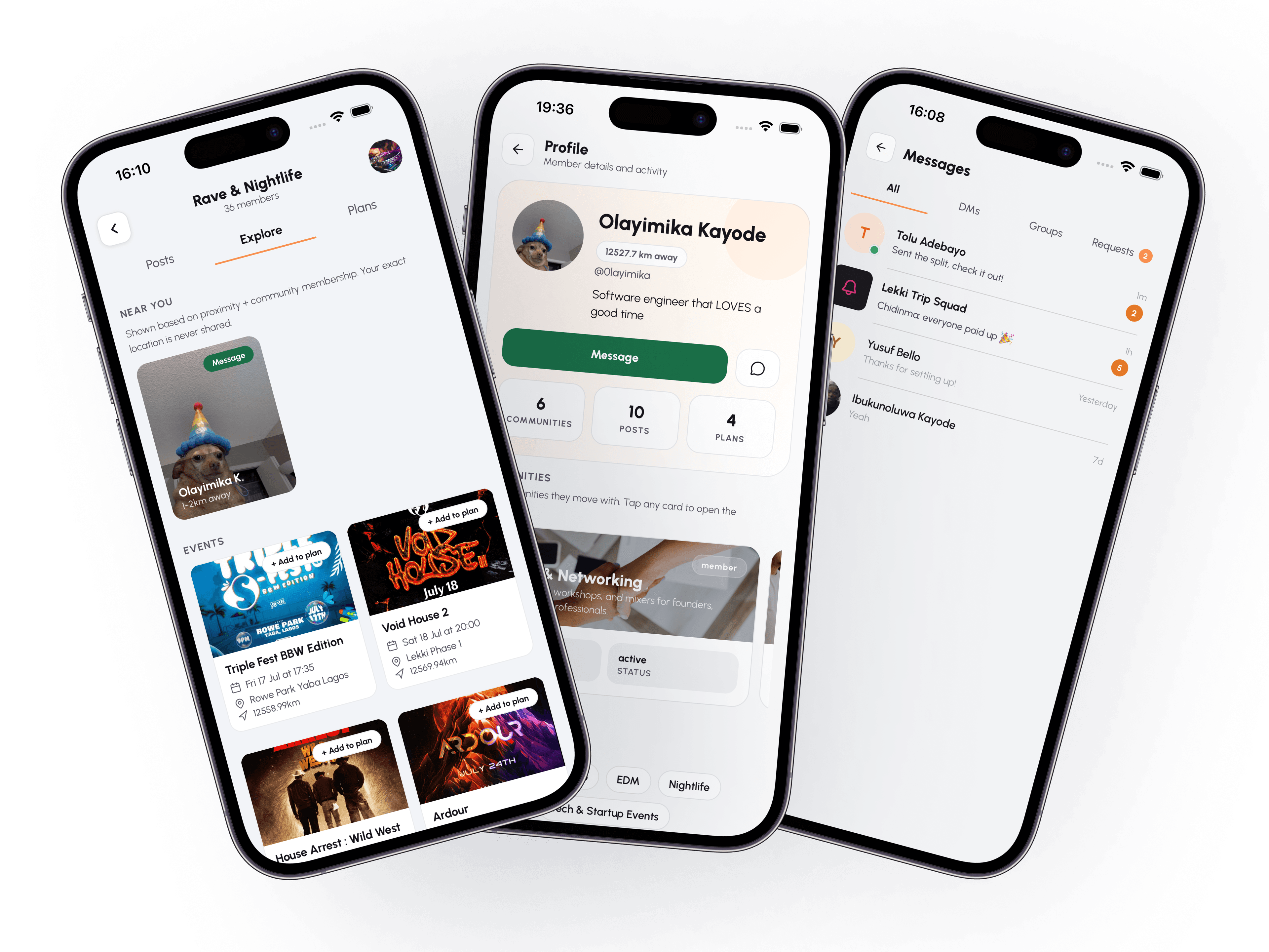 Find people nearby screen